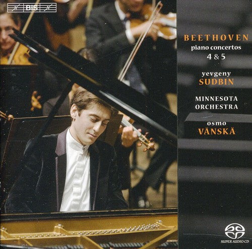 the album cover for Beethoven / Sudbin / 0mno / Vanska - Piano Concerto 4 in G Major & Piano Cto 5 in Eb Major