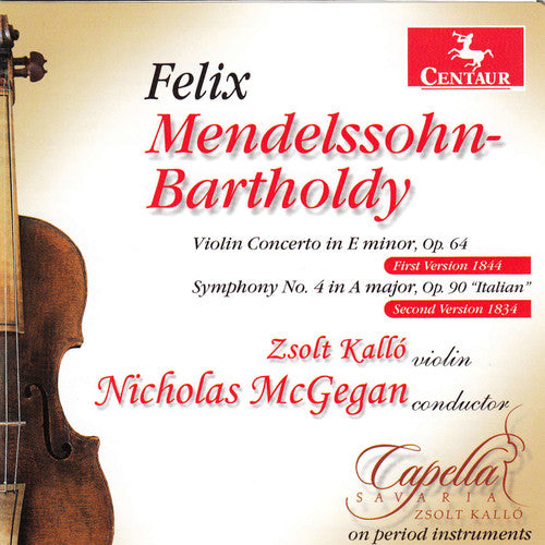 the album cover for Nicholas McGegan - Violin Cto in E minor Op 64 / Sym No 4 in a Major