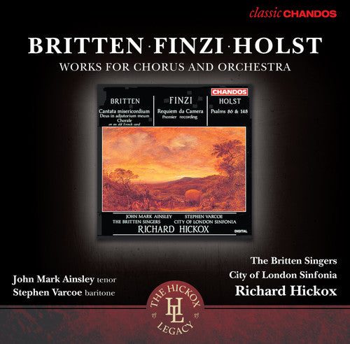 the album cover for Britten Singers - Works for Chorus & Orchestra