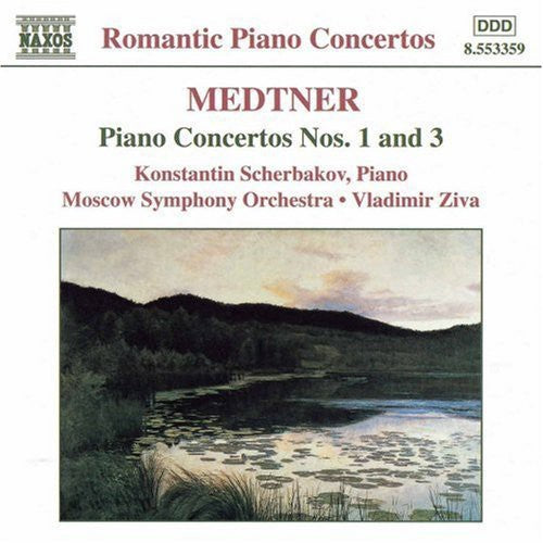 the album cover for Konstantin Scherbakov - Piano Cto 1 C Min Op 33 / Piano Cto 3 E Min Op 60