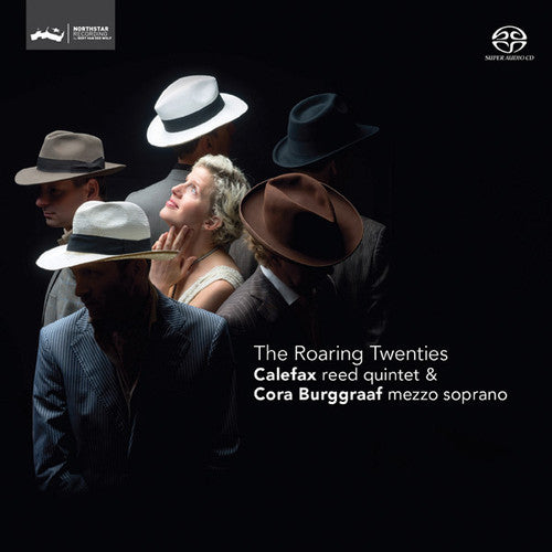 the album cover for Calefax Reed Quintet / Cora Burggraaf - Roaring Twenties: Music By Britten Weill & Gershin