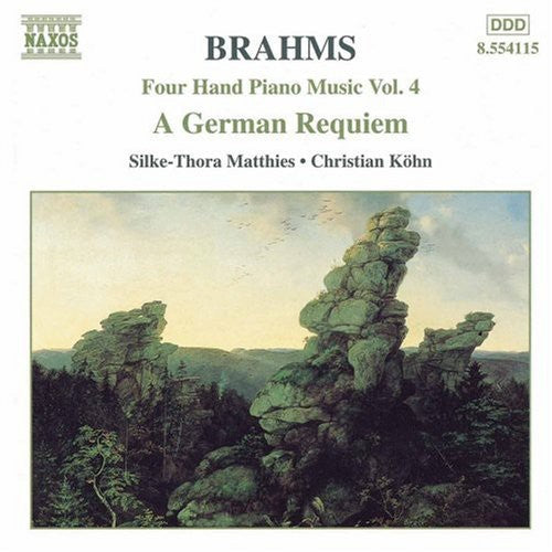 the album cover for Christian Kohn - Four Hand Piano Music 4 / German Requiem Op 45