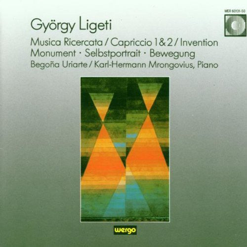 the album cover for Begona Uriarte / Hermann, Karl-Mrongovius - Ligeti: Musica Ricercata. Capriccio 1 & 2. Monumen
