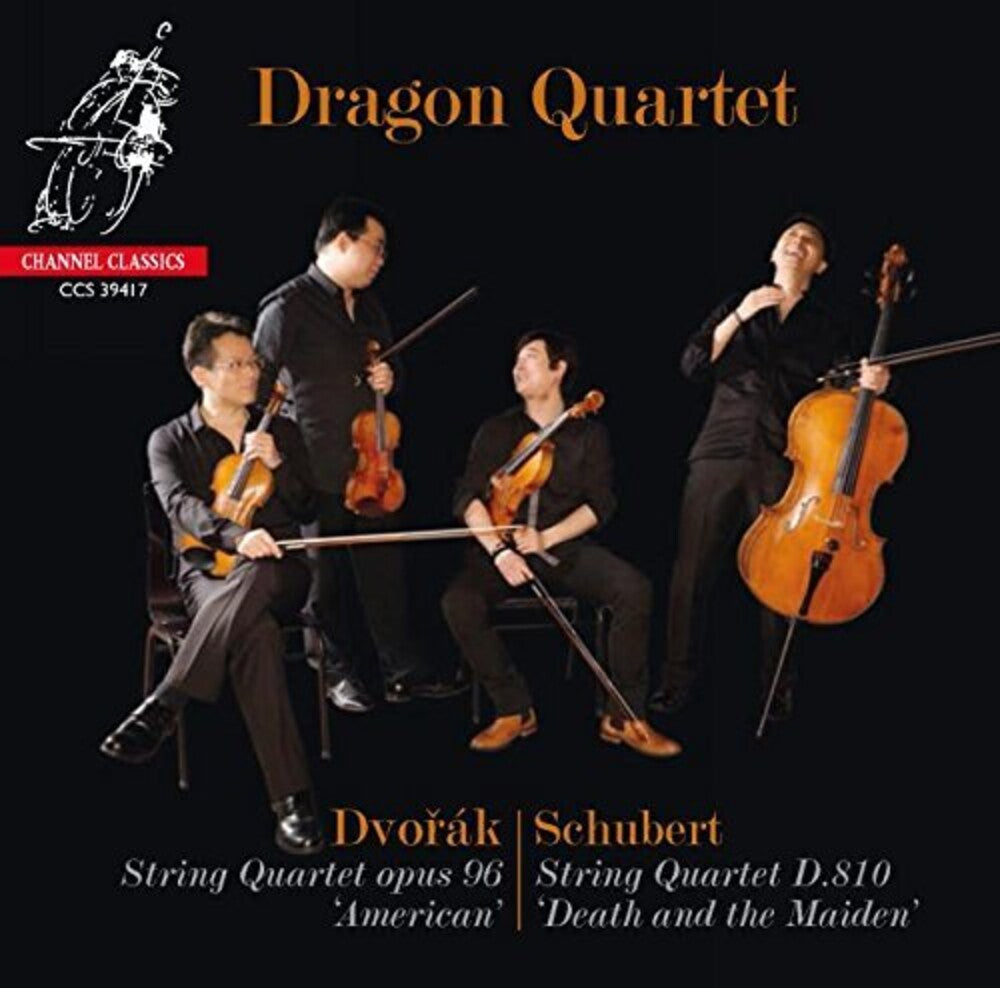 the album cover for Dragon Quartet - Schubert: String Quartet No.14; Dvorak: String Quartet No.12