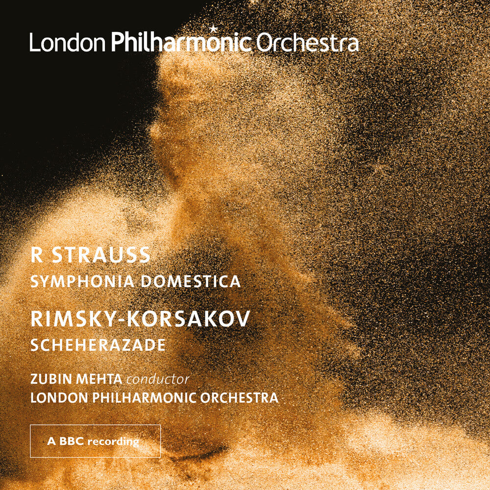 the album cover for London Philharmonic Orchestra / Zubin Mehta - Strauss: Symphonia Domestica; Rimsky-Korsakov: Scheherazade