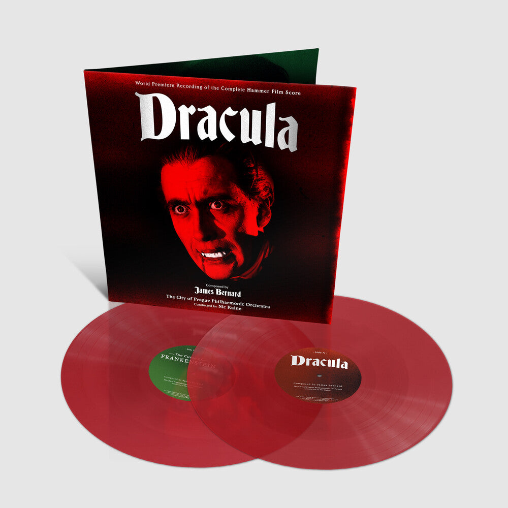 the album cover for James Bernard Gate Grn Red Iex - Dracula / The Curse Of Frankenstein (Gate) (Grn)