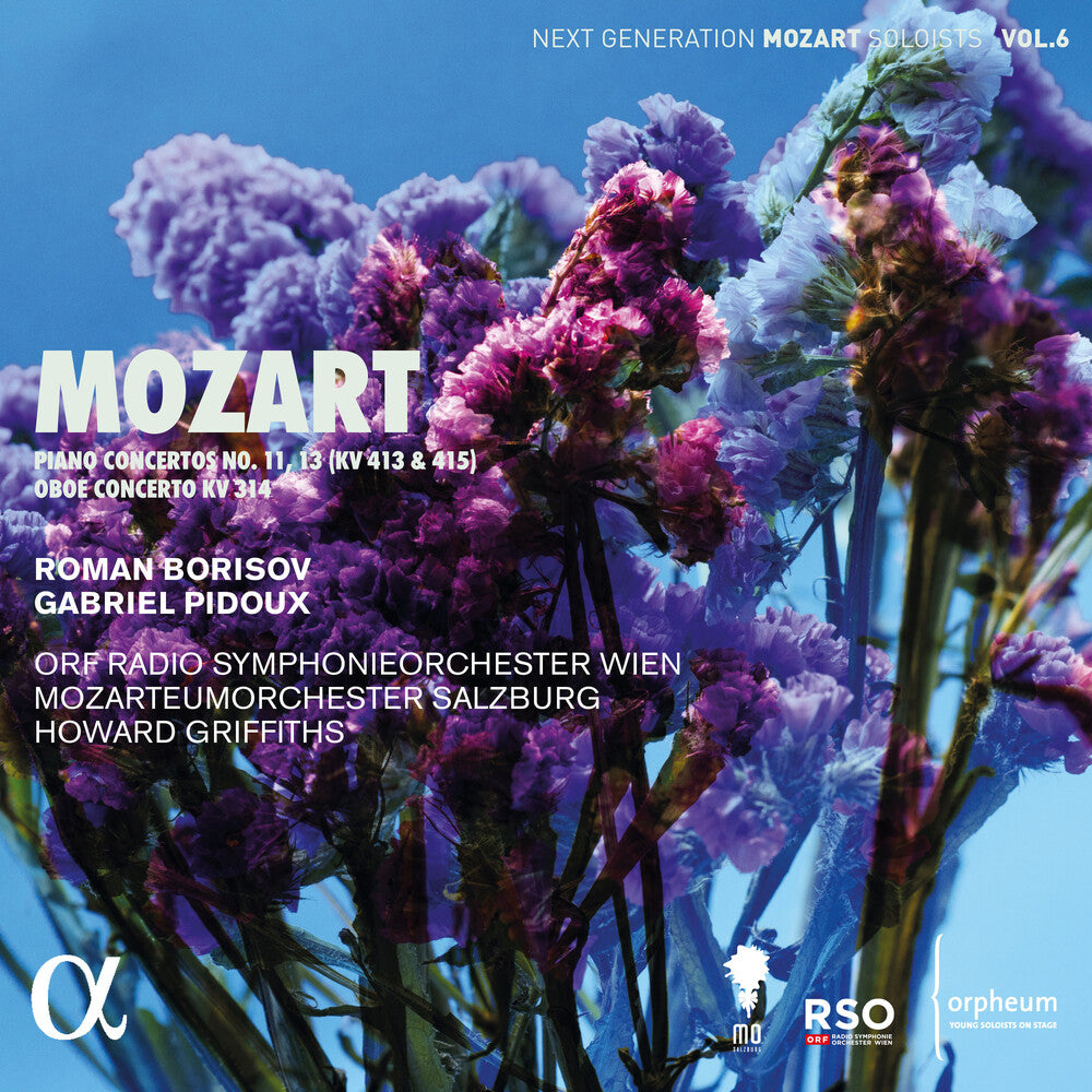 the album cover for Mozart / Borisov / Pidoux / Griffiths - Piano Concertos Nos. 11 & 13 (K. 413 & 415) Oboe