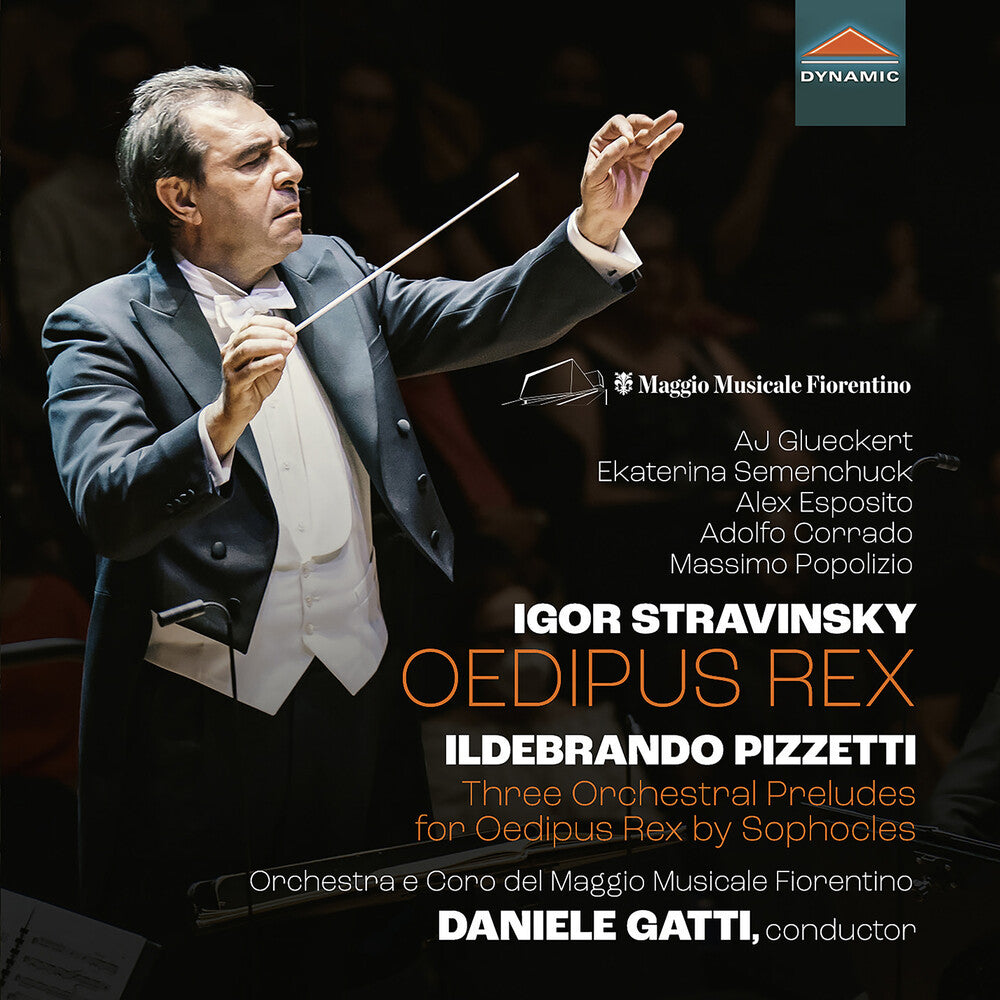 the album cover for Pizzetti / Stravinsky / Glueckert - Three Orchestral Preludes For Oedipus Rex By