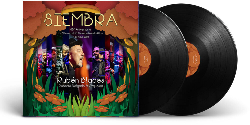 the album cover for Ruben Blades / Delgado,Roberto & Orquesta - Siembra: 45 Aniversario - En Vivo En El (Gate)
