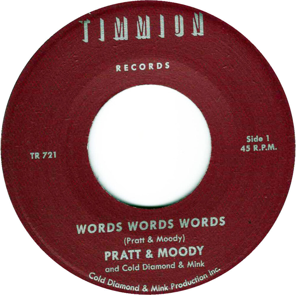 the album cover for Pratt & Moody / Cold Diamond & Mink - Words Words Words/Words Words Words (Instrumental)