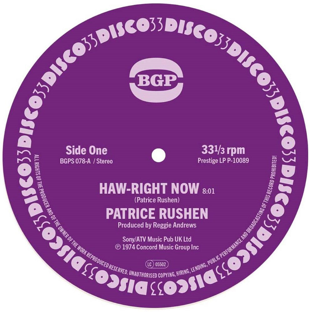 the album cover for Patrice Rushen - Haw-Right Now / Kickin Back (Uk)