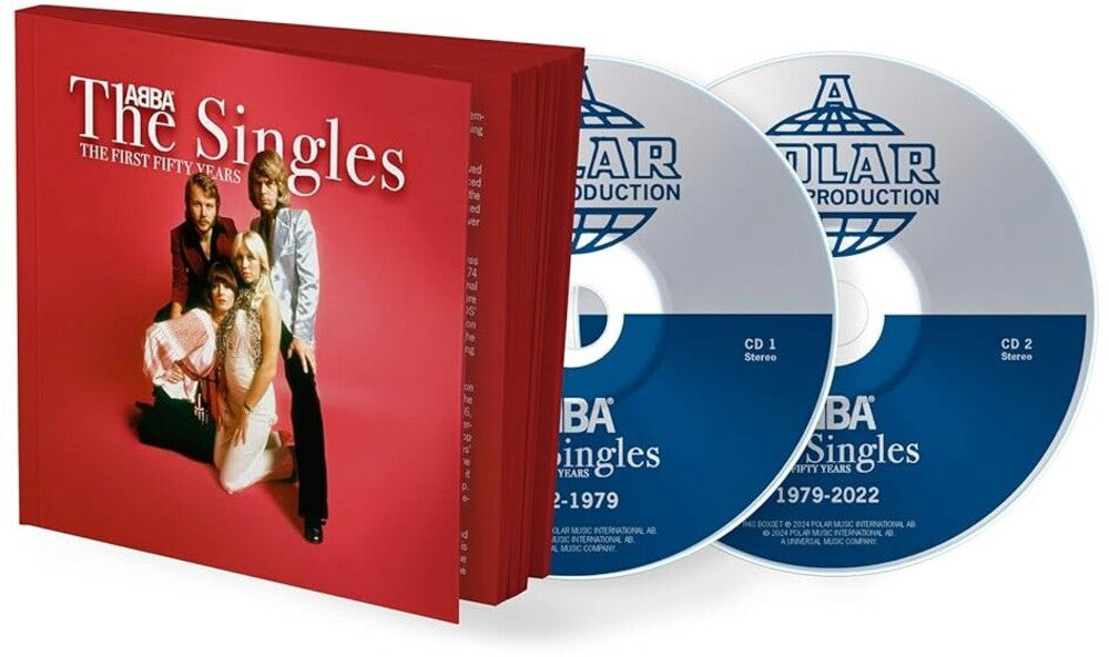the album cover for ABBA - Singles: The First Fifty Years