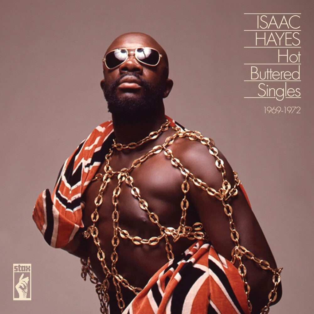 the album cover for Isaac Hayes - Hot Buttered Singles 1969-1972 (Uk)