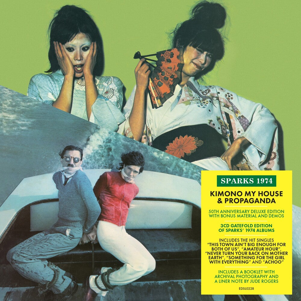 the album cover for Sparks - Kimono My House / Propaganda - 50th Anniversary