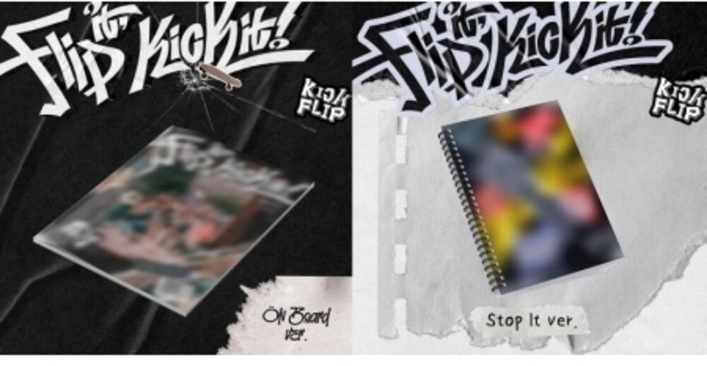 the album cover for Kickflip - Flip It, Kick It! - incl. Photobook, Track Folded Poster, Sticker Pack, Skateboard Bookmark, Crew Card, 2 Photocards + Polaroid