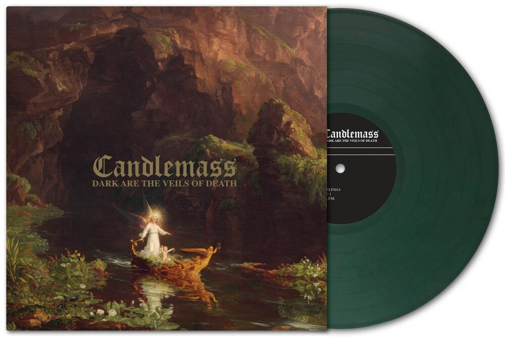 the album cover for Candlemass - Dark Are The Veils Of Death: Nightfall Rehearsals & Demos - 140gm Green Vinyl