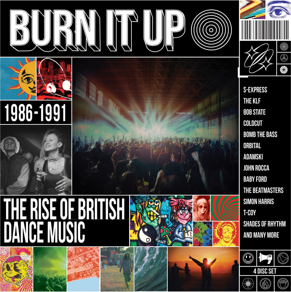 the album cover for Burn It Up: Rise Of British Dance Music 1986-1991 - Burn It Up: Rise Of British Dance Music 1986-1991