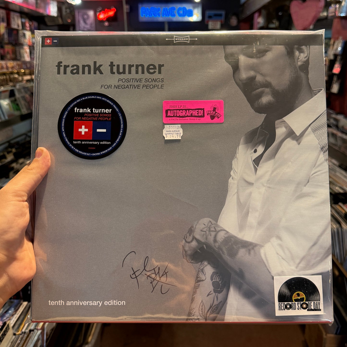 Signed cover for Frank Turner's 'Positive Songs For negative People'