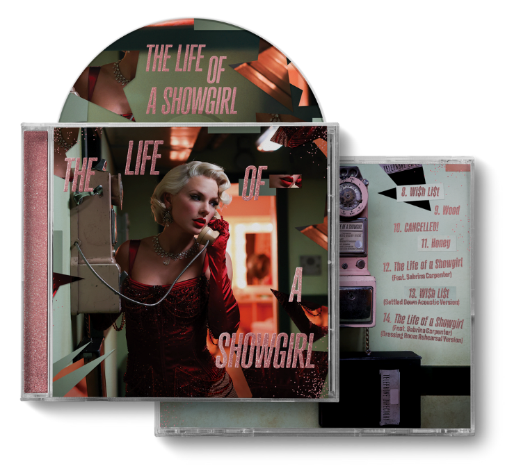 Product mockup for Taylor Swift - The Life of a Showgirl Dressing Room Rehearsal CD
