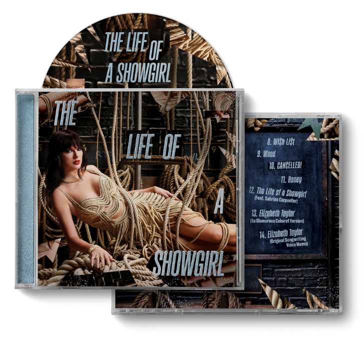 Product mockup for Taylor Swift - The Life of a Showgirl So Glamorous Cabaret CD