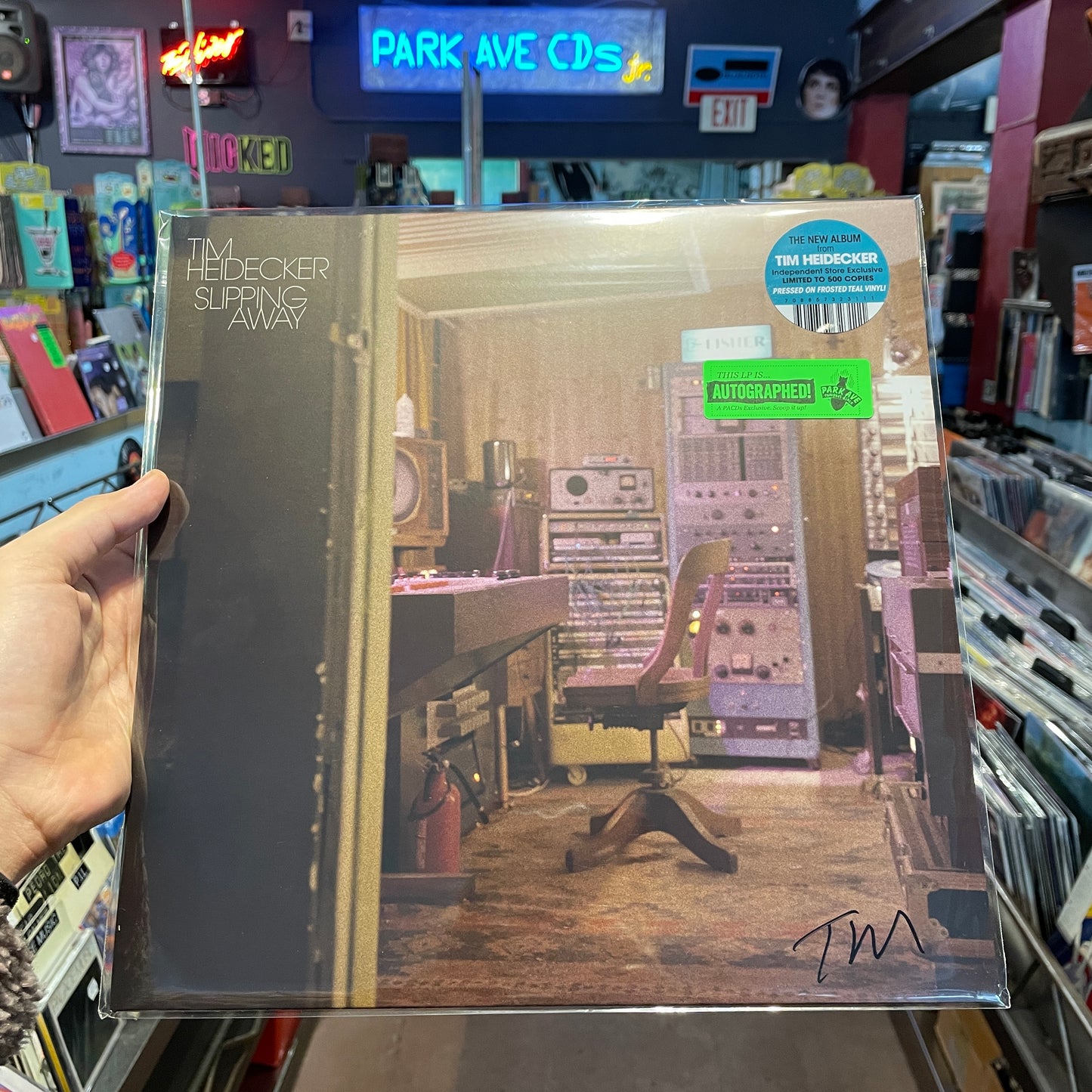 signed vinyl copy of Tim Heidecker's Slipping Away