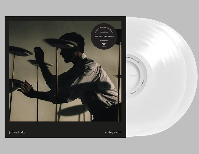 product mockup for james blke - trying times indie exclusive white 2LP