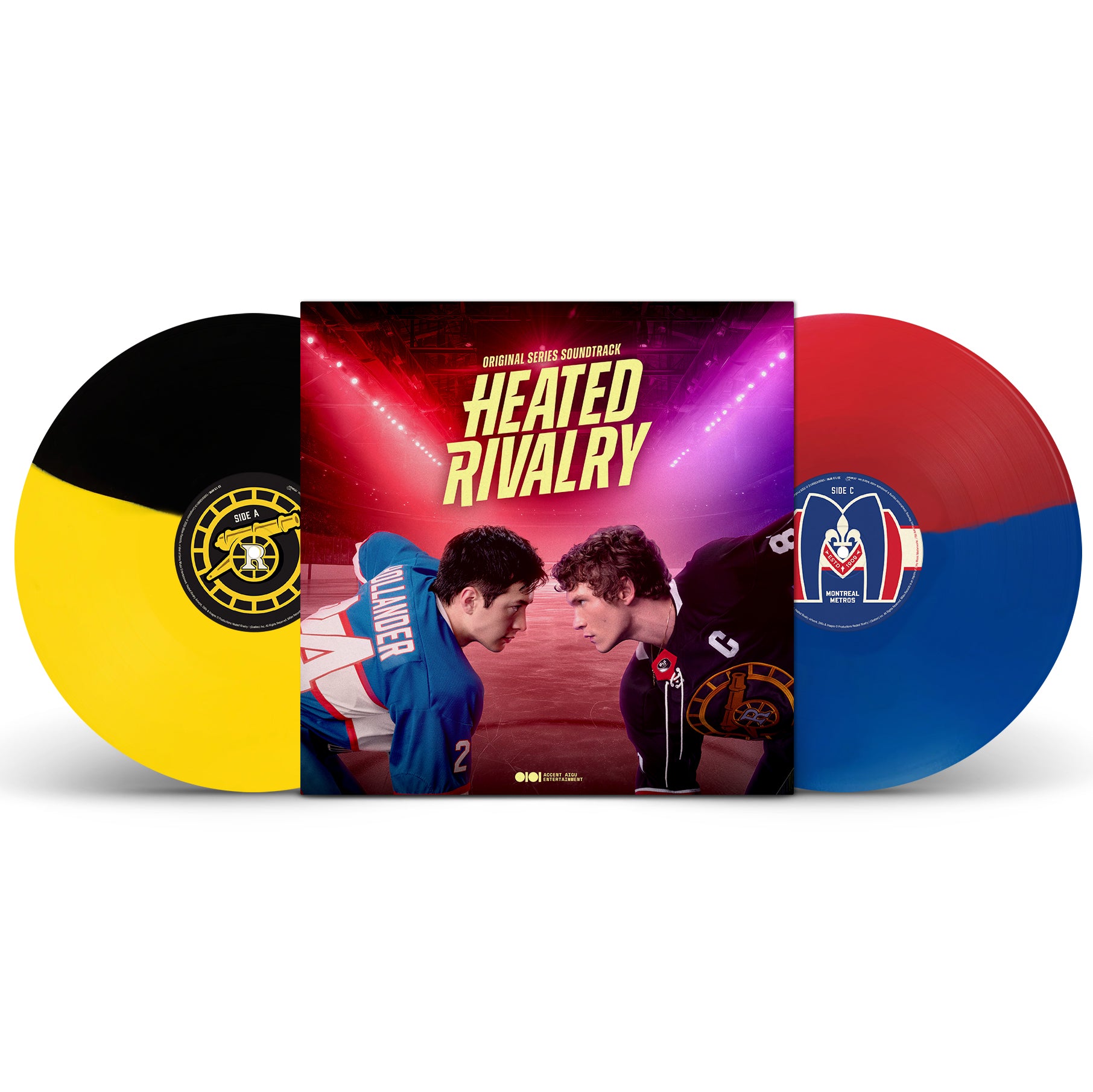 product mockup for V/A - Heated Rivalry (Original Series Soundtrack) [Deluxe 2LP]