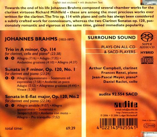 the album cover for J. BRAHMS - Chamber Music with Clarinet