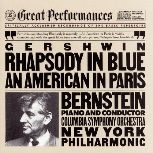 the album cover for Leonard Bernstein - Rhapsody in Blue / An American in Paris