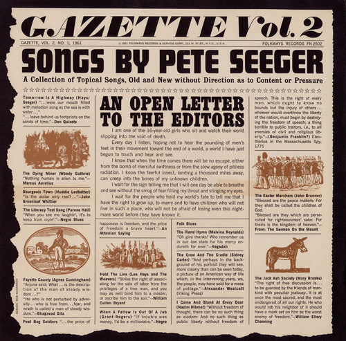 the album cover for Pete Seeger - Gazette, Vol. 2