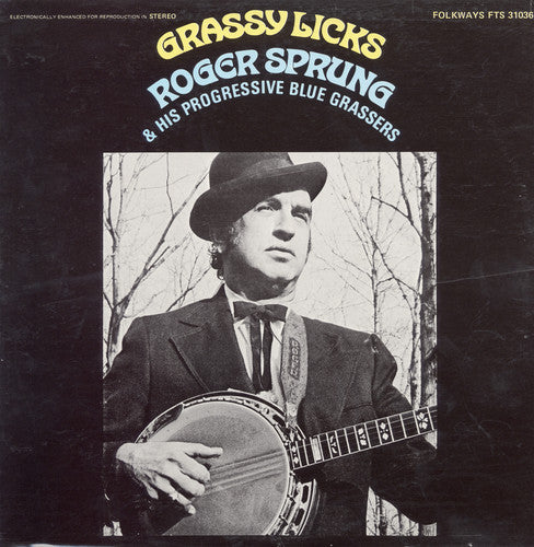 the album cover for Roger Sprung & His Progressive Blue Grassers - Grassy Licks