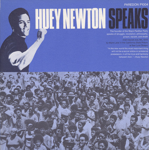 the album cover for Huey Newton P - Huey Newton Speaks
