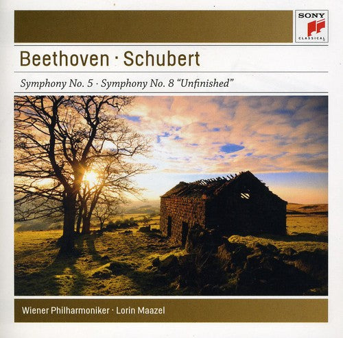 the album cover for Beethoven / Maazel / Vienna Phil Orch - Symphony No. 5 / Symphony No. 8 Unfinished