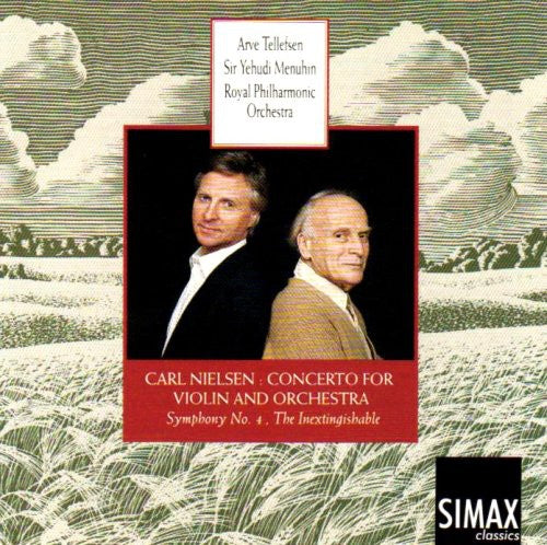 the album cover for Arve Tellefsen - Violin Concerto / Symphony 4: Inextinguishable