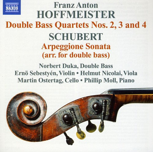 the album cover for Norbert Duka - Double Bass Quartets 2-4 / Arpeggione Sonata
