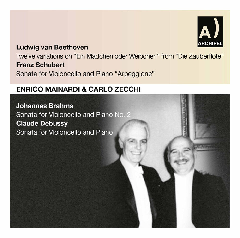 the album cover for Mainardi / Zecci - Shubert, Beethoven, Brahms, Debussy