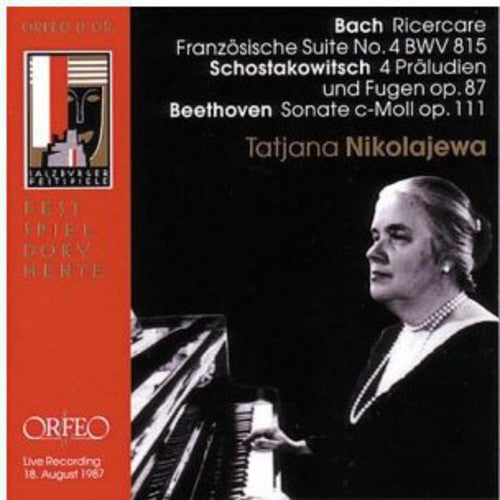 the album cover for Bach / Shostakovich / Beethoven / Nikolayeva - Ricercare a 3 Voci / Prelude & Fugues / Piano Stas