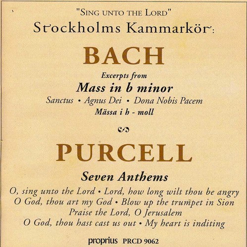 the album cover for J Bach S / Stockholms Kammarkor - Sing Unto The Lord