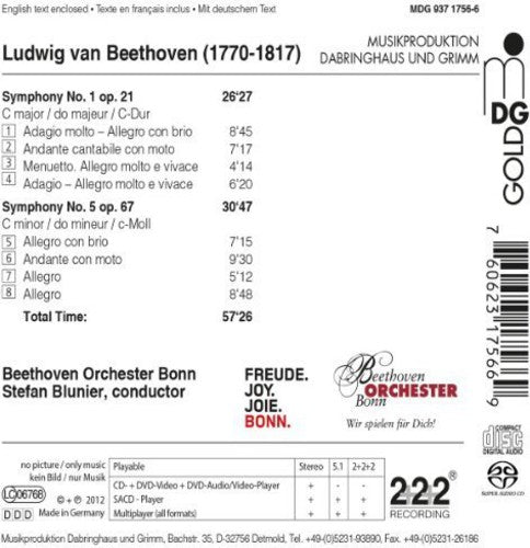 the album cover for Beethoven / Beethoven Orchester Bonn - Symphonies Nos 1 & 5