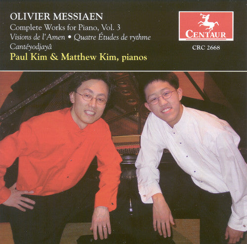 the album cover for Double Edge - Visions de L'amen for 2 Pianos / Quatre Etudes