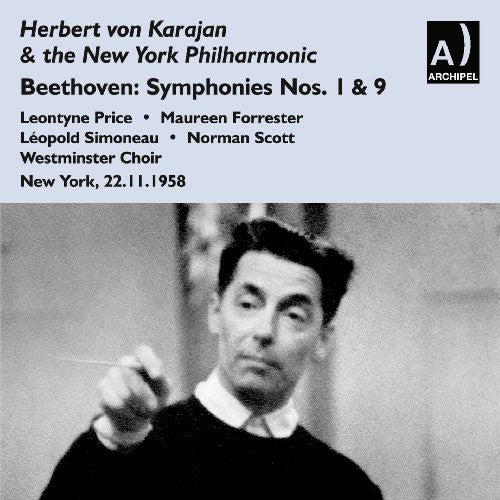 the album cover for Beethoven / New York Philharmonic / Karajan - Symphonies 9 1 & 5