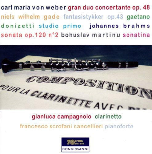 the album cover for Weber / Donizetti / Gade / Brahms - Various Works for Clarinet & Piano