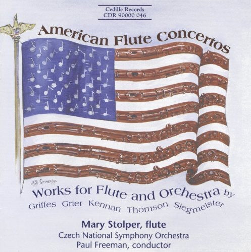 the album cover for Mary Stolper - American Flute Ctos: WRKS for Flute & Orchestra