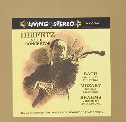 the album cover for Jascha Heifetz - Double Concertos: Bach, Mozart, Brahms