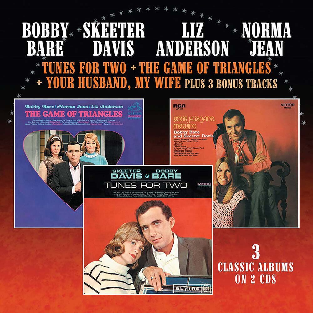 the album cover for Bobby Bare / Davis,Skeeter / Anderson,Liz / Norma - Tunes For Two / Game Of Triangles / Your Husband
