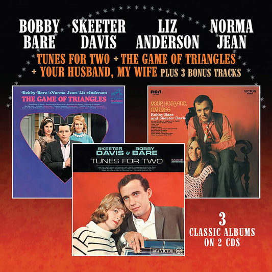 the album cover for Bobby Bare / Davis,Skeeter / Anderson,Liz / Norma - Tunes For Two / Game Of Triangles / Your Husband