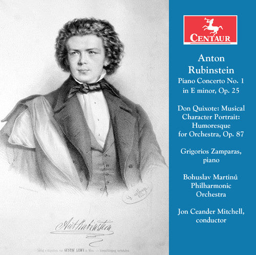 the album cover for Rubinstein / Zamparas / Bohuslav Martinu Phil - Anton Rubinstein: Piano Concerto No. 1 - Don Quixote