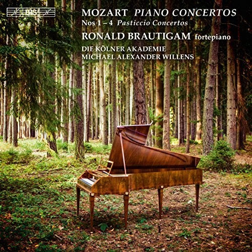 the album cover for Mozart / Akademie / Brautigam / Willens - Mozart: Piano Concertos Nos. 1-4 Pasticcio Concertos