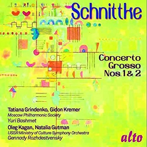 the album cover for Schnittke / Moscow Philharmonic Society Soloists - Concerto Grosso Nos. 1 & 2