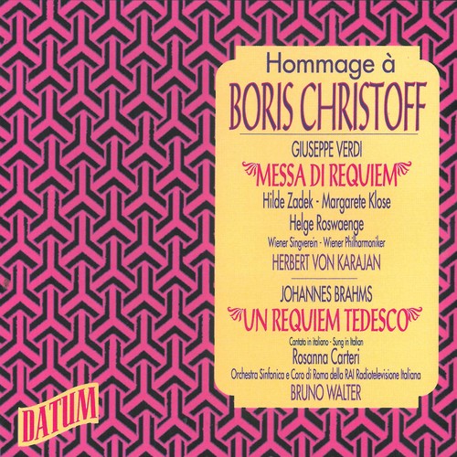 the album cover for Brahms / Carteri / Karajan - Hommage a Boris Christoff